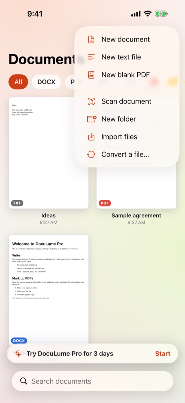 Open or start a file